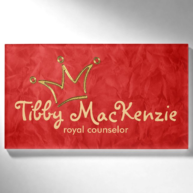 Funny Crown Gold + Ihr Backgr. & Text Namenschild (Vorderseite)