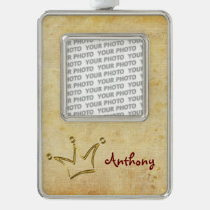 Funny Crown Gold + Ihr Backgr. & Text Rahmen-Ornament Silber