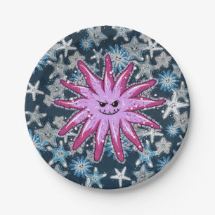 Funny Crown of Thorns Starfish mit einem Spiegel Pappteller