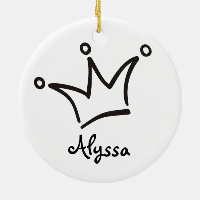 Funny Crown schwarz + dein Backgr. & Text Keramik Ornament (Hinten)