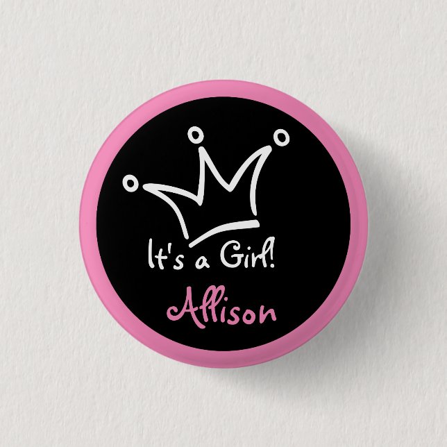 Funny Crown weiß + Ihr Backgr. & Text Button (Vorderseite)