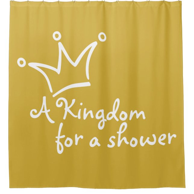 Funny Crown weiß + Ihr Backgr. & Text Duschvorhang (Vorderseite)