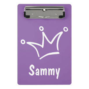 Funny Crown weiß + Ihr Backgr. & Text Mini Klemmbrett