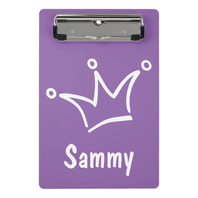 Funny Crown weiß + Ihr Backgr. & Text Mini Klemmbrett (Vorderseite)