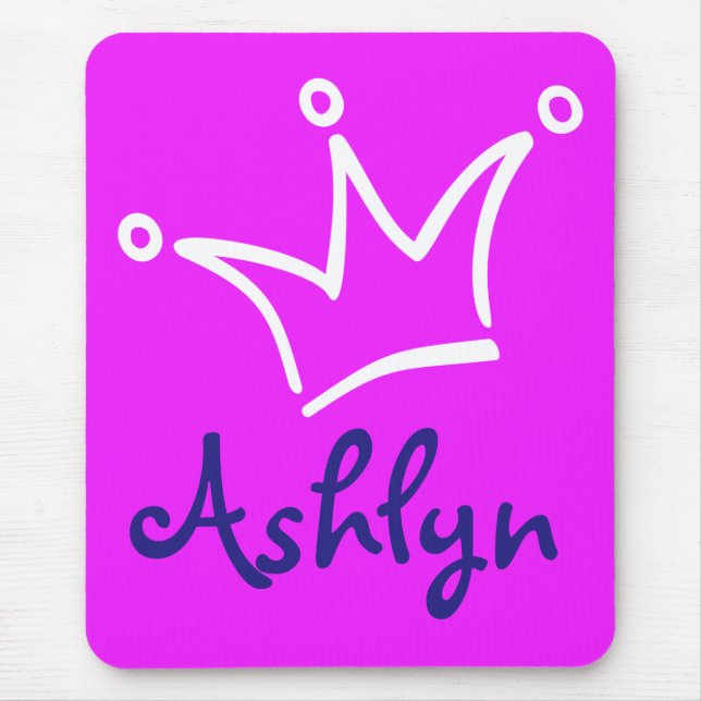 Funny Crown weiß + Ihr Backgr. & Text Mousepad (Vorne)