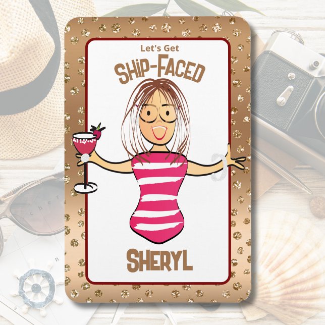 Funny Cruise Ship Cartoon signieren für sie Magnet (Von Creator hochgeladen)