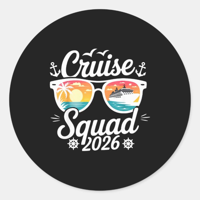 Funny Cruise Squad 2026 Summer Vacation Matching F Runder Aufkleber (Vorderseite)