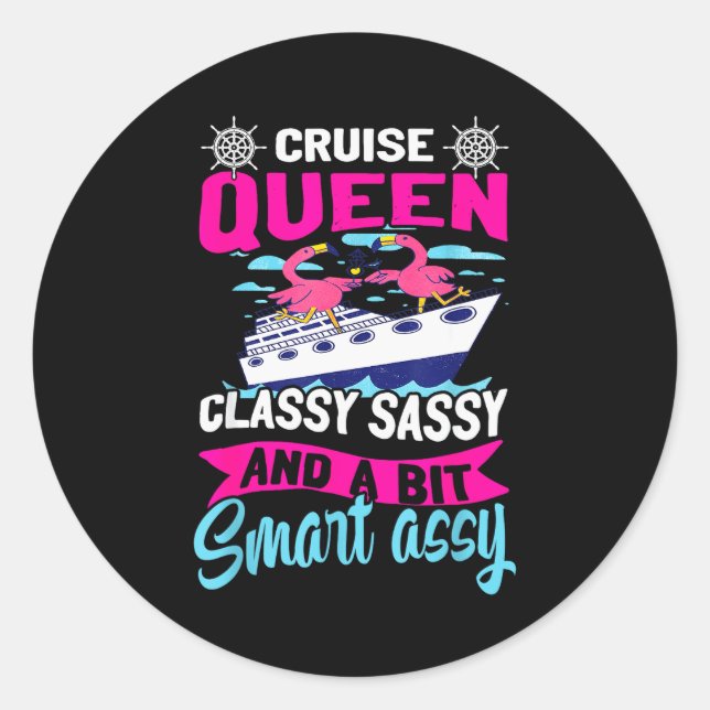 Funny Cruising Cruise Queen Cly Sy Smart Y  Runder Aufkleber (Vorderseite)