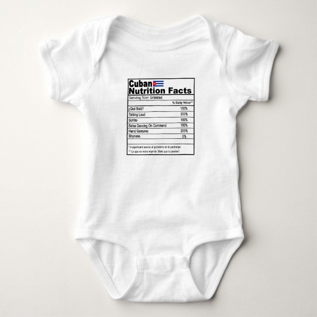Funny Cuban Nutrition Fact Baby Onsie Baby Strampler (Vorderseite)