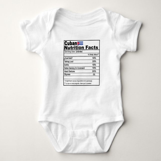 Funny Cuban Nutrition Fact Baby Onsie Strampler (Vorderseite)