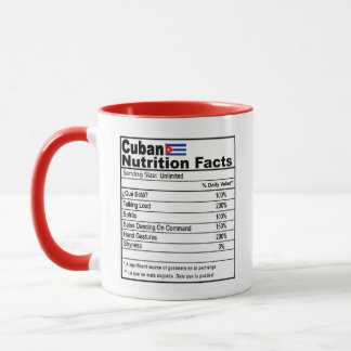 Funny Cuban Nutrition Fact Coffee Tasse