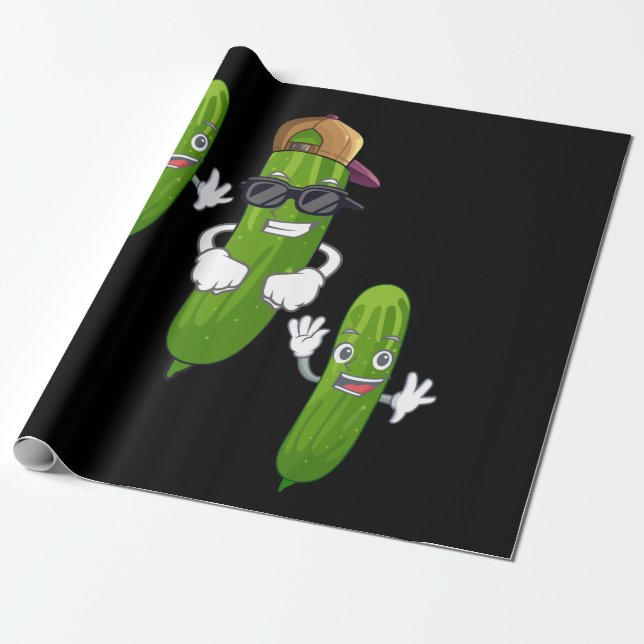 Funny Cucumber Pickle Dancing Food Geschenkpapier (Ungerollt)