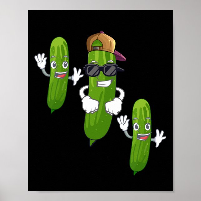 Funny Cucumber Pickle Dancing Food Poster (Vorne)