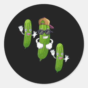 Funny Cucumber Pickle Dancing Food Runder Aufkleber