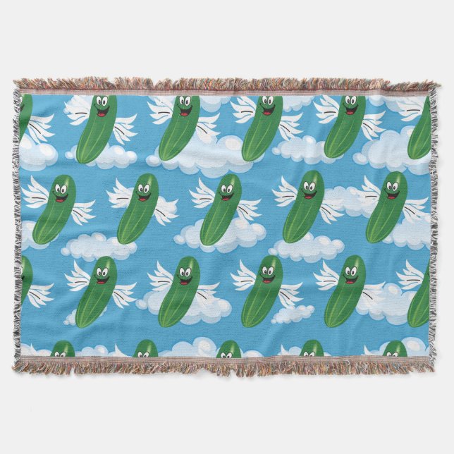 Funny Cucumber Pickles Fantasy Spaß Emojis Decke (Vorderseite)