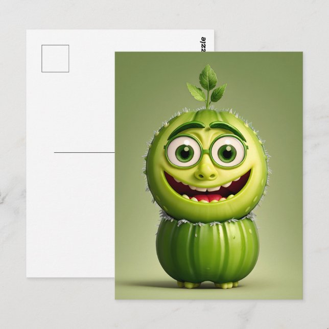 Funny cucumper Charakter Postkarte (Vorne/Hinten)