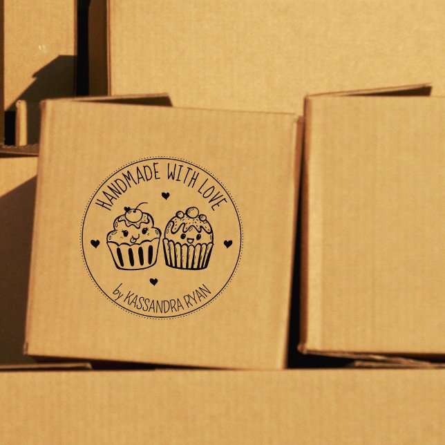 Funny Cupcakes, handgefertigt mit Liebe, Gummistempel (Von Creator hochgeladen)