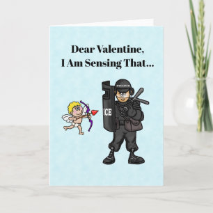 Funny Cupid und SWAT Officer Valentine's Day Card Karte