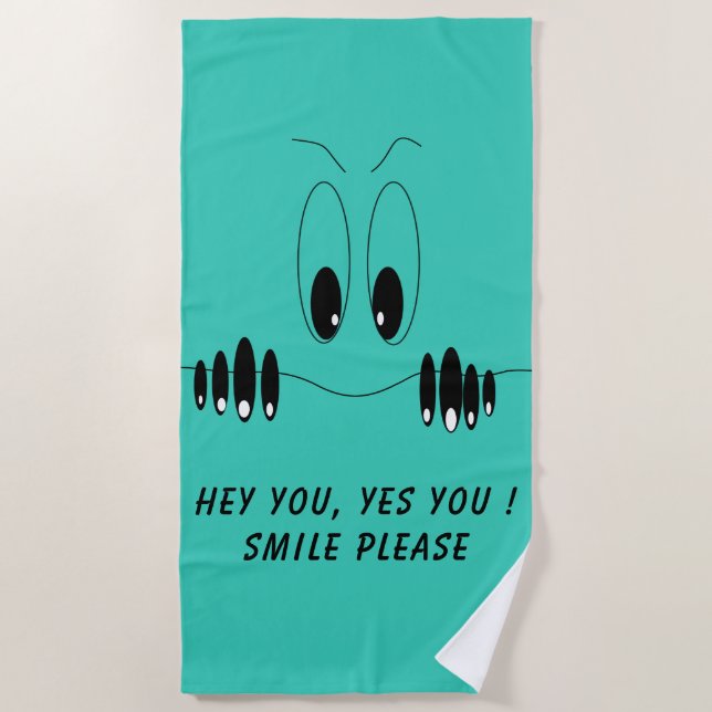 Funny Curiosity Eyes Beach Towel Smile Strandtuch (Vorderseite)