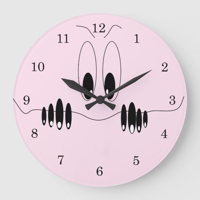 Funny Curiosity Eyes Clock Happy Smile Große Wanduhr (Vorderseite)