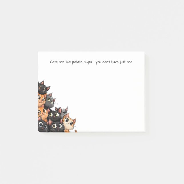 Funny Curious Kitten Katzen sind wie Kartoffelchip Post-it Klebezettel (Vorderseite)