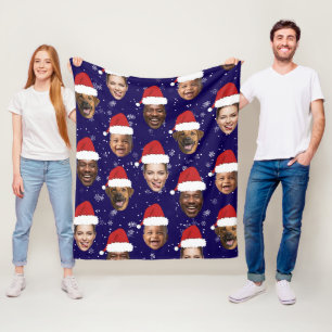 Funny Custom 4 Faces Foto Weihnachten Weihnachtsma Fleecedecke