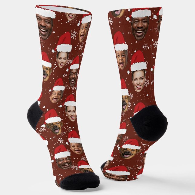 Funny Custom 4 gegenüber Weihnachts-Weihnachtsmann Socken (Gewinkelt)