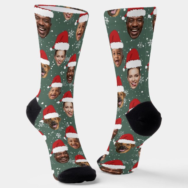 Funny Custom 4 gegenüber Weihnachtssocken Weihnach Socken (Gewinkelt)