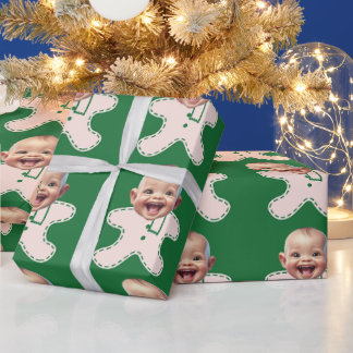 Funny Custom Baby Face Foto Lebkuchen Weihnachten Geschenkpapier