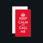 Funny custom Behalt Calm Visitenkartenvorlage Visitenkarte<br><div class="desc">Funny custom Behalt Calm Visitenkartenvorlage. Berufliche Visitenkarte in Rot oder Farbe. Moderne Typografie mit Krone. Behalt ruhig und ruf mich an. Ideal für jede Art von Unternehmen oder Selbstständigen. Geben Sie Ihre Dienstleistungen oder den Handel auf der Rückseite an. Lächeln Sie Ihre Kunden mit einer lustigen Bürokarte.</div>