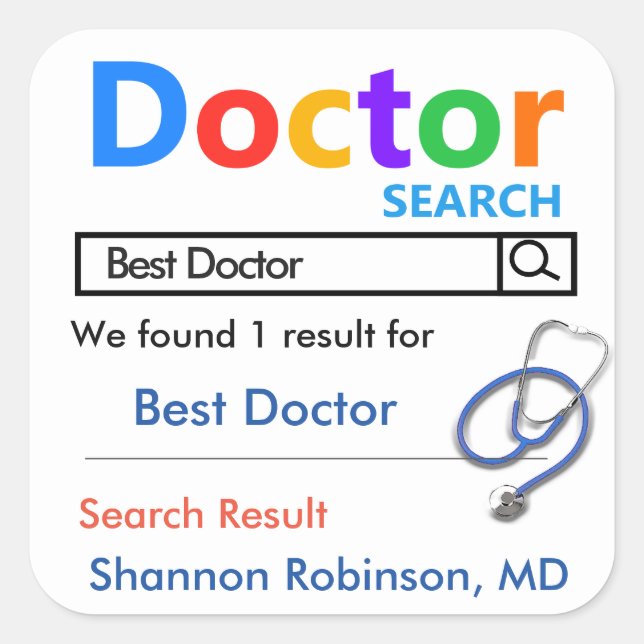 Funny Custom Best Doctor-Geschenk Quadratischer Aufkleber (Vorderseite)