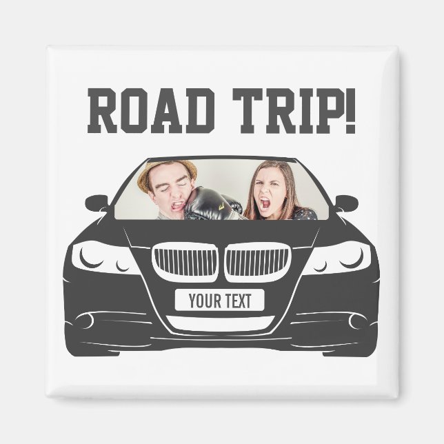 Funny Custom Car Foto Road Trip Magnet (Vorne)