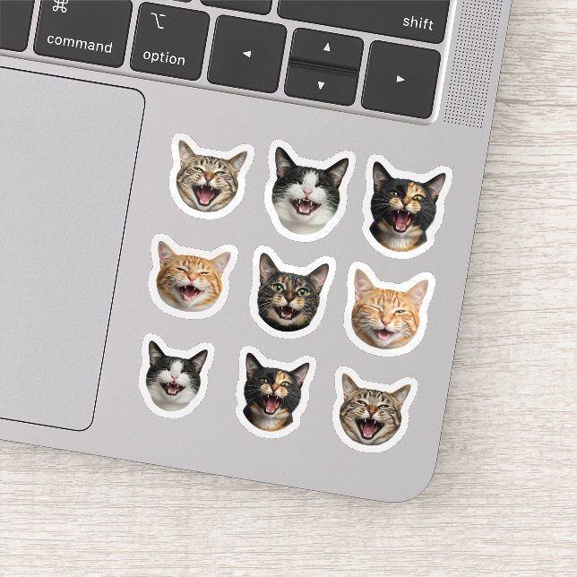 Funny Custom Cat Face - Personalisiert 9 Fotos Aufkleber (Detail)