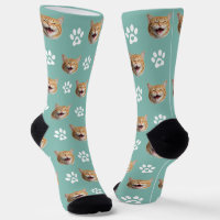 Funny Custom Cat Foto mit Paw Muster Türkis