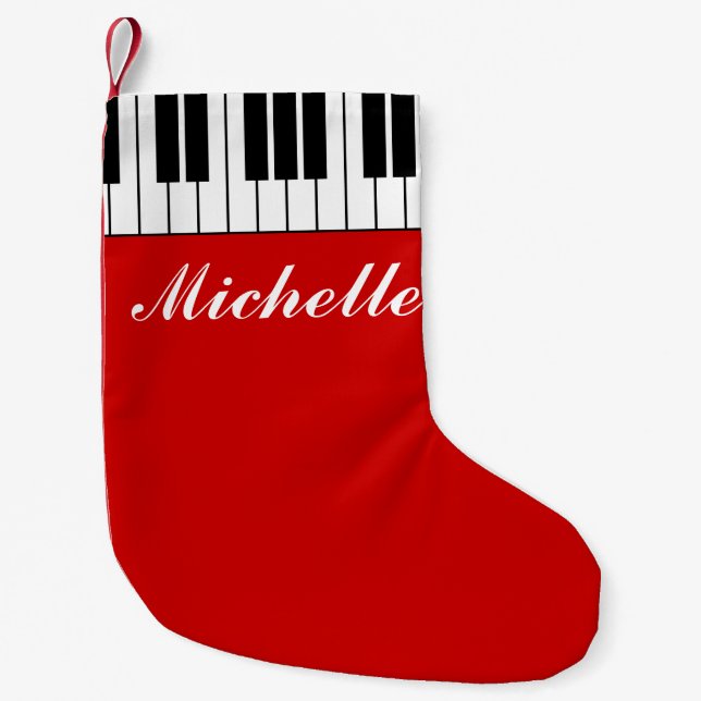 Funny custom Christmas stocking with piano keys Kleiner Weihnachtsstrumpf (Vorderseite)