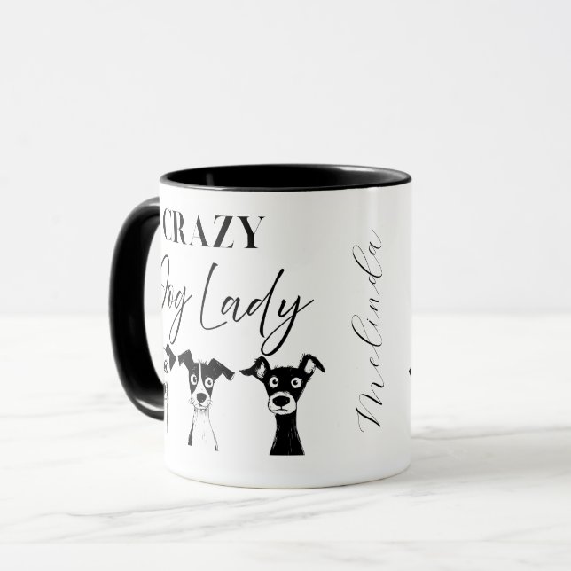 Funny Custom Crazy Dog Lady Tasse (Vorderseite Links)