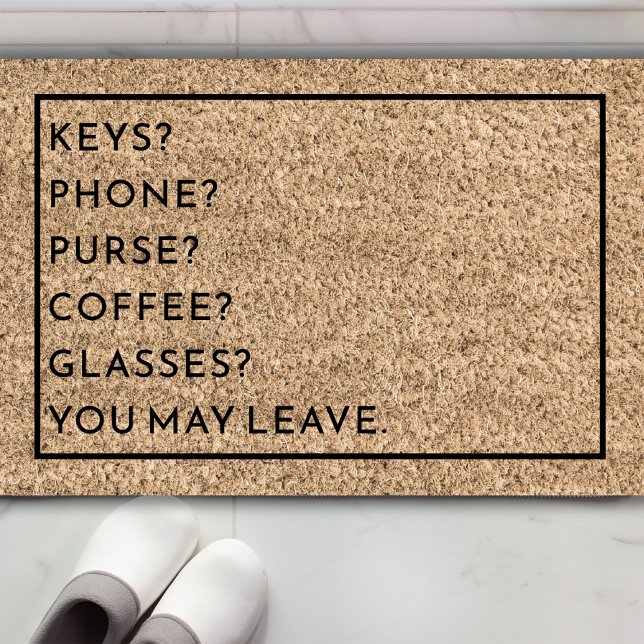 Funny Custom Erinnerung List Keys Phone Pursuit Co Fußmatte (Checklist to leave the house can be customized for your needs.
)