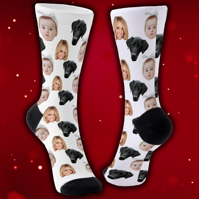 Funny Custom Face Foto Family Face 3 Fotos Socken (Von Creator hochgeladen)