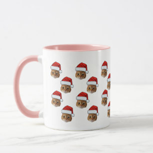 Funny Custom Face Foto Santa Cat Hat Weihnachten Tasse