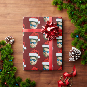 Funny Custom Face Foto Santa Claus Hat Weihnachten Geschenkpapier