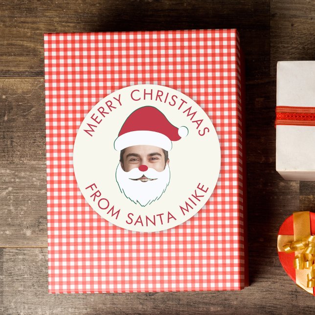 Funny Custom Face Swap Weihnachtsmann Weihnachtste Runder Aufkleber (Von Creator hochgeladen)