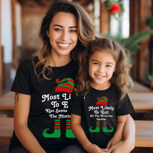 Funny Custom Family Weihnachten am ehesten Elf wah T-Shirt