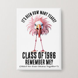 Funny Custom Flamingo School Class Wiedersehen Button