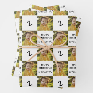 Funny Custom Foto Happy Birthday Age Kinder Erwach Geschenkpapier Set