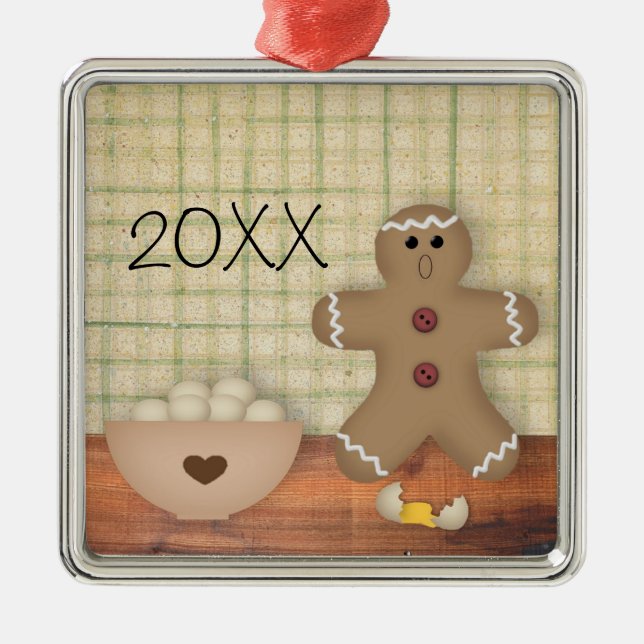 Funny Custom Gingerbread Man Ornament Aus Metall (Vorne)