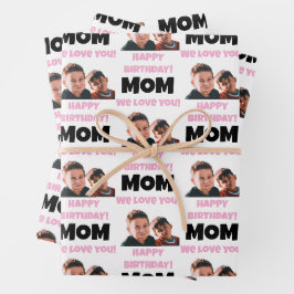Funny Custom Kids gegenüberstehen Foto Happy Birth Geschenkpapier Set