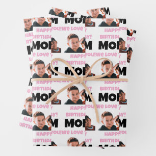 Funny Custom Kids gegenüberstehen Foto Happy Birth Geschenkpapier Set