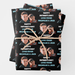 Funny Custom Kids gegenüberstehen Foto Happy Vater Geschenkpapier Set