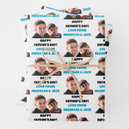 Funny Custom Kids gegenüberstehen Foto Happy Vater Geschenkpapier Set