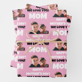 Funny Custom Kids Gesicht Foto glücklichen Muttert Geschenkpapier Set
